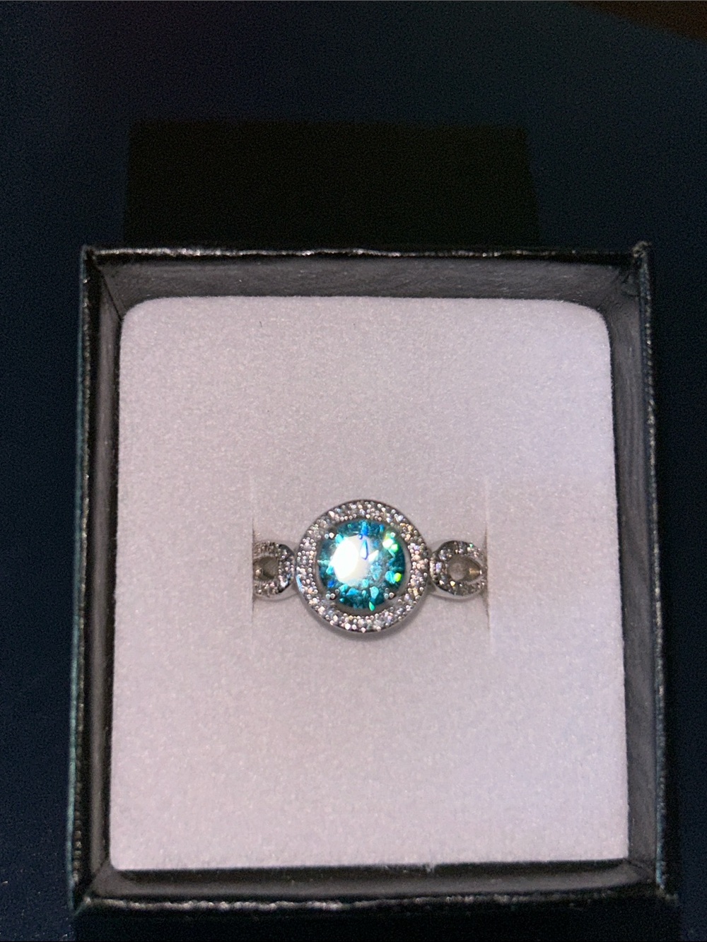 Breathtaking Aquamarine & White Sapphire Halo Ring